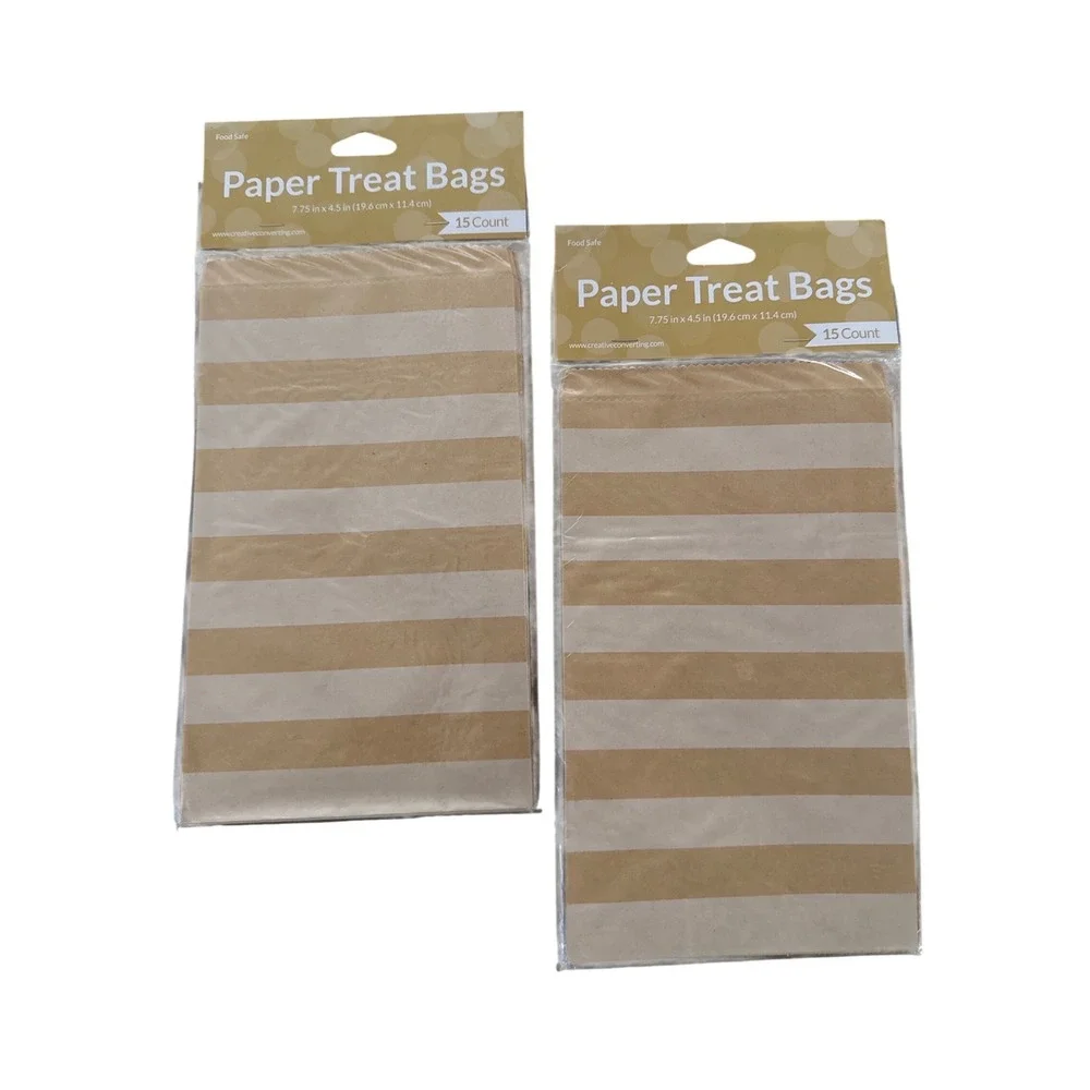 Creative Converting Kraft Striped Paper Treat Bags 7.75x4.5